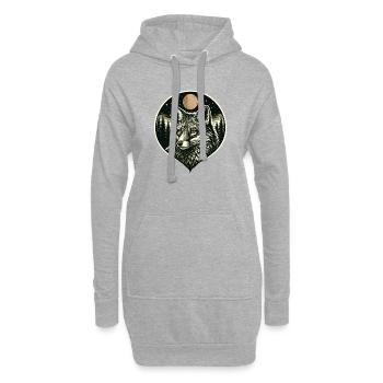 Silent Mind - Fuchs im Woodcut Stil - Hoodie-Kleid - Grau meliert - Vorne