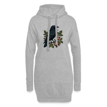 Corbeau nocturne sur la vigne à baies - Sweat-shirt à capuche long Femme - gris chiné - Devant