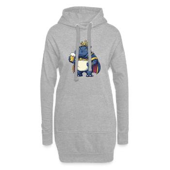 Roi de la Bière Hippo - Sweat-shirt à capuche long Femme - gris chiné - Devant