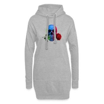 Neon Totenkopf mit Rose Gothic Design - Hoodie-Kleid - Grau meliert - Vorne