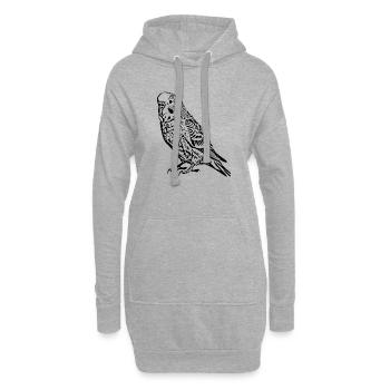 Wellensittich Vogel schwarz  - Hoodie-Kleid - Grau meliert - Vorne