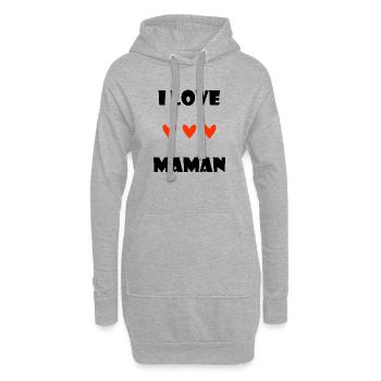 ICH LIEBE MAMA. MAMA. MUTTERTAG. HERZ. PARTY. - Hoodie-Kleid - Grau meliert - Vorne