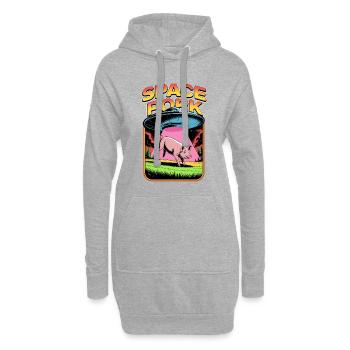 Porc de l’espace - Sweat-shirt à capuche long Femme - gris chiné - Devant
