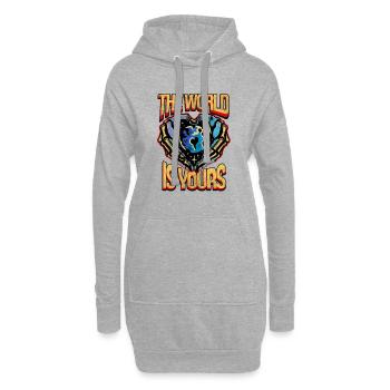 Die Welt gehört dir - Hoodie-Kleid - Grau meliert - Vorne