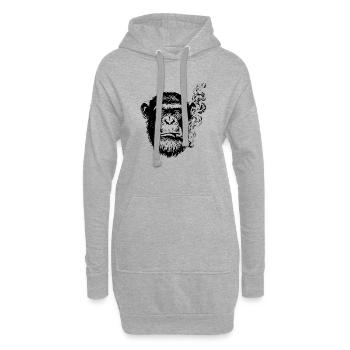 Schimpanse rauchende Zigarre - Hoodie-Kleid - Grau meliert - Vorne