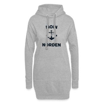Moin Norden – Maritimes Anker-Design - Hoodie-Kleid - Grau meliert - Vorne