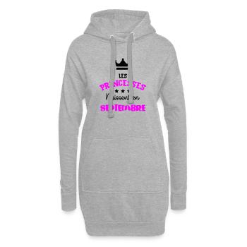 Princesse née Septembre Beau Cadeau Anniversaire - Sweat-shirt à capuche long Femme - gris chiné - Devant