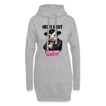 Ich bin schon genervt Punk-Kuh mit Attitüde - Hoodie-Kleid - Grau meliert - Vorne