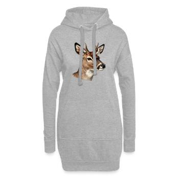 Cerf chevreuil aquarelle naturelle - Sweat-shirt à capuche long Femme - gris chiné - Devant