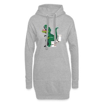 Dinosaure rugissant sur les toilettes - Sweat-shirt à capuche long Femme - gris chiné - Devant