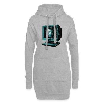 Retro-Computer Schrecken-  Retroglitch KI - Hoodie-Kleid - Grau meliert - Vorne