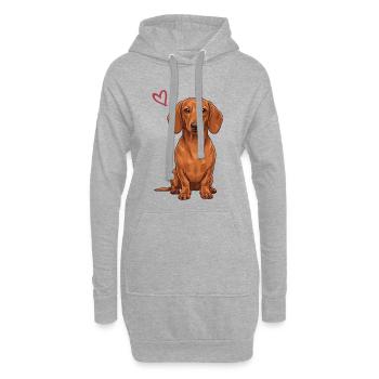 Dackel - Hoodie-Kleid - Grau meliert - Vorne