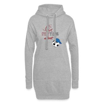J’adore le football - Sweat-shirt à capuche long Femme - gris chiné - Devant
