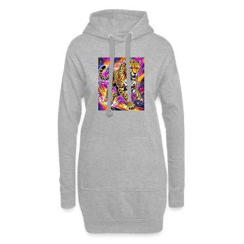 guépard - Sweat-shirt à capuche long Femme - gris chiné - Devant