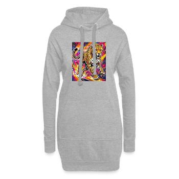 guépard - Sweat-shirt à capuche long Femme - gris chiné - Devant