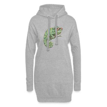 Caméléon avec des lunettes de soleil - Sweat-shirt à capuche long Femme - gris chiné - Devant