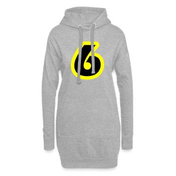 6 Symbole numérique - Sweat-shirt à capuche long Femme - gris chiné - Devant
