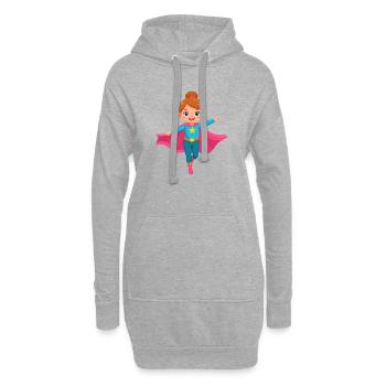 Super-héroïne volante de dessin animé avec une cape violette - Sweat-shirt à capuche long Femme - gris chiné - Devant