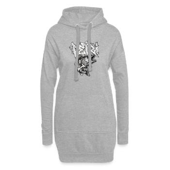 Zander Angler Graffiti Handschrift - Hoodie-Kleid - Grau meliert - Vorne