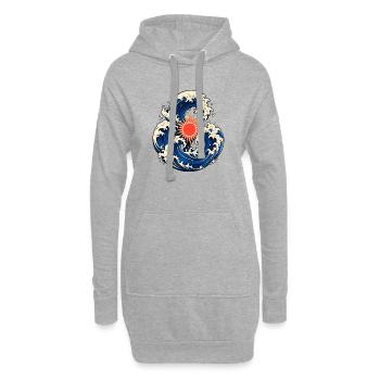 Japanische Wellen der aufgehenden Sonne - Hoodie-Kleid - Grau meliert - Vorne
