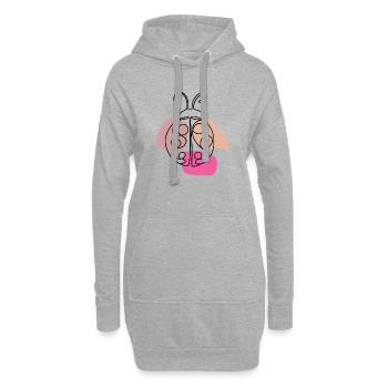 Conception Lineart Ladybug - Sweat-shirt à capuche long Femme - gris chiné - Devant