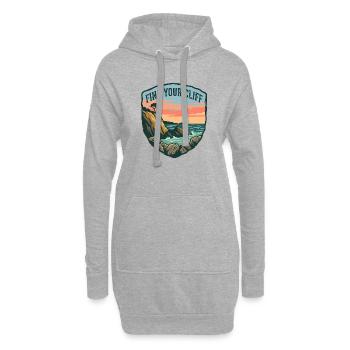 Patch motivant vintage de falaise et océan - Sweat-shirt à capuche long Femme - gris chiné - Devant