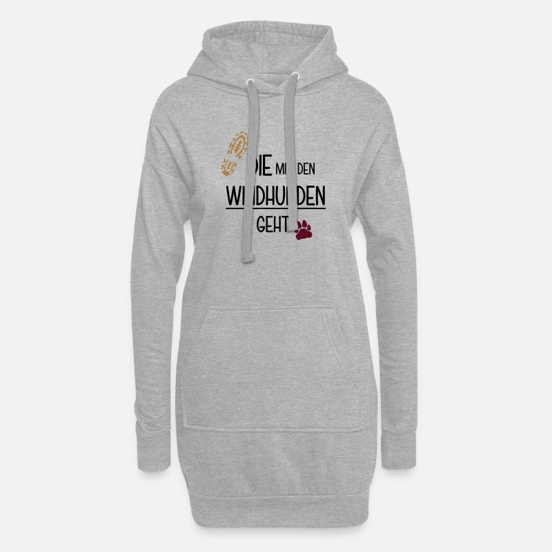 Die mit den Windhunden geht - Hoodie-Kleid - Grau meliert