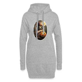 Halloween Faultier mit Hexenhut und Kürbis - Hoodie-Kleid - Grau meliert - Vorne