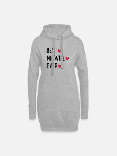 Hebamme - Hoodie-Kleid - Grau meliert