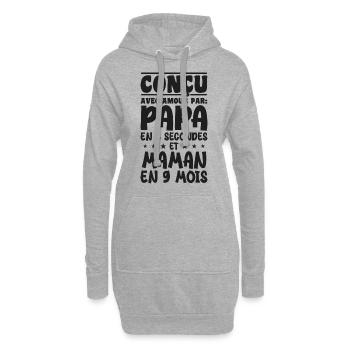 Mit Liebe von Mama und Papa in 9 Monaten entworfen - Hoodie-Kleid - Grau meliert - Vorne