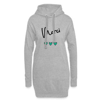 MERCI. THANKS. THANK YOU. ANNIVERSAIRE. NAISSANCE. - Sweat-shirt à capuche long Femme - gris chiné - Devant