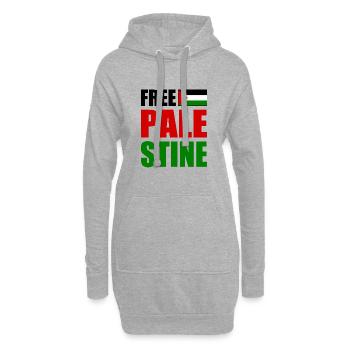 Free palestine - Sweat-shirt à capuche long Femme - gris chiné - Devant
