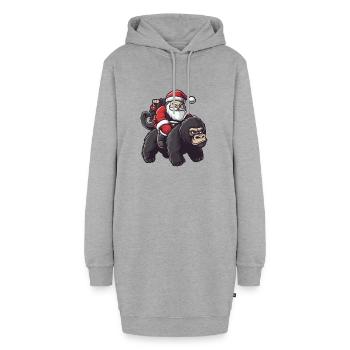 Gorilla Weihnachtsmann - Hoodie-Kleid - Grau meliert - Vorne