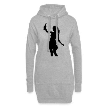 Silhouette de fêtarde célébrant la consommation d’alcool - Sweat-shirt à capuche long Femme - gris chiné - Devant