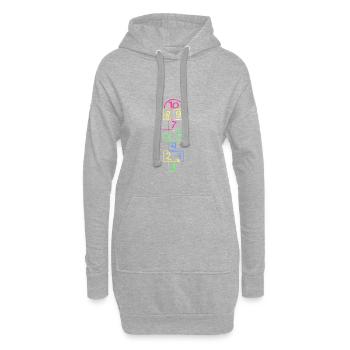 Retro 80iger 90iger Hickelkasten Mottoparty Outfit - Hoodie-Kleid - Grau meliert - Vorne