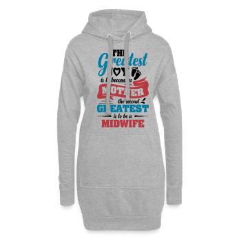 Support your local Midwife - Hoodie-Kleid - Grau meliert - Vorne
