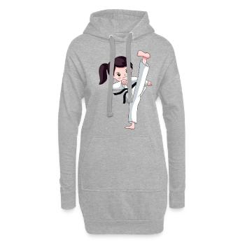Karate Girl with black belt Kampfsport - Hoodie-Kleid - Grau meliert - Vorne