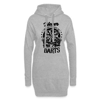 Never underestimate an old darts player - Hoodie Dress - heather grey - Front