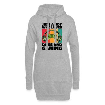 Gamer und Hunde: Videospiele und Hundetreue - Hoodie-Kleid - Grau meliert - Vorne
