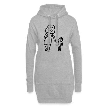 Mutter / Oma + Kind - Line - Hoodie-Kleid - Grau meliert - Vorne