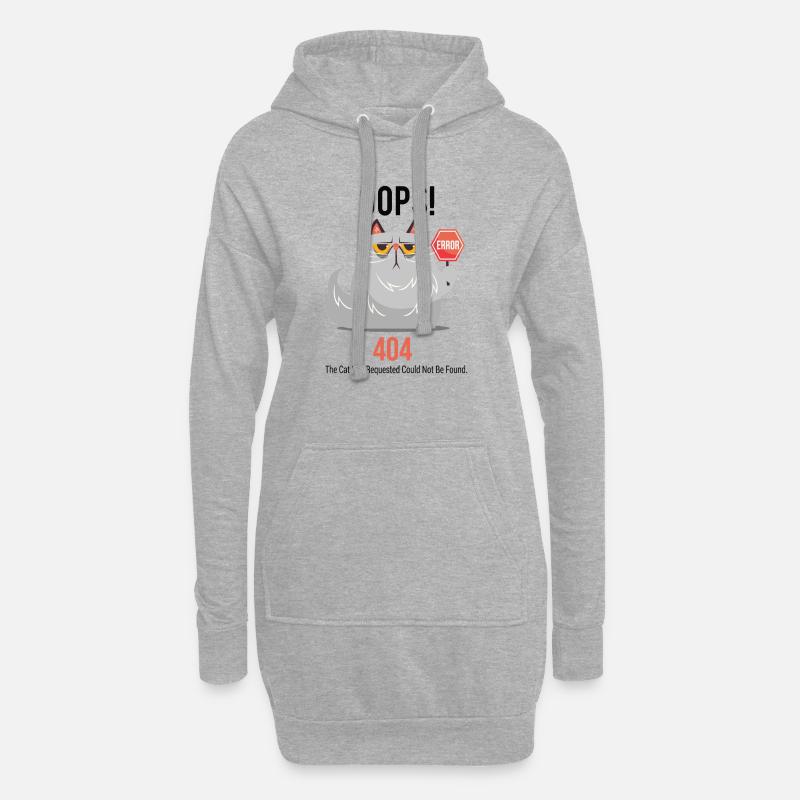 Grumpy Cat 404 - Hoodie-Kleid - Grau meliert