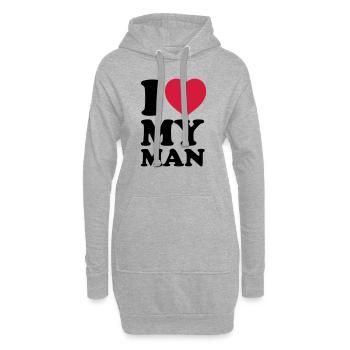 I love my man - Hoodie-Kleid - Grau meliert - Vorne