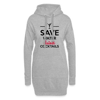 Alkohol Fun Shirt- Save Water drink Cocktails - Hoodie-Kleid - Grau meliert - Vorne