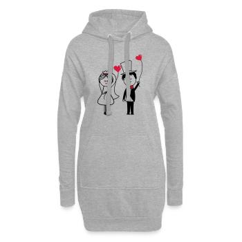 ehepaar_001 - Hoodie-Kleid - Grau meliert - Vorne