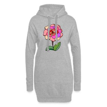 Fleur - Sweat-shirt à capuche long Femme - gris chiné - Devant