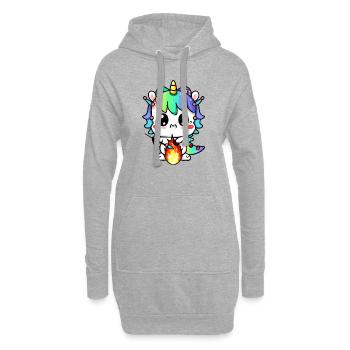 00221 süßes Drachen Einhorn Baby spielt mit Feuer - Hoodie-Kleid - Grau meliert - Vorne