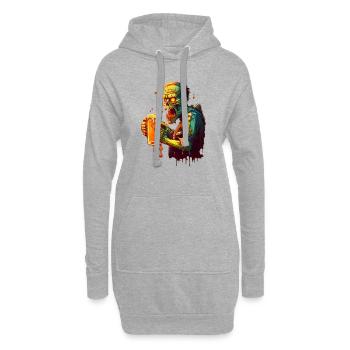 Gruseliger Bierliebhaber - Zombie - Hoodie-Kleid - Grau meliert - Vorne