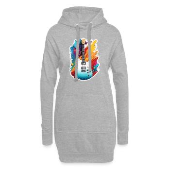 Rock n roll / Guitare / Musique / Instrument - Sweat-shirt à capuche long Femme - gris chiné - Devant