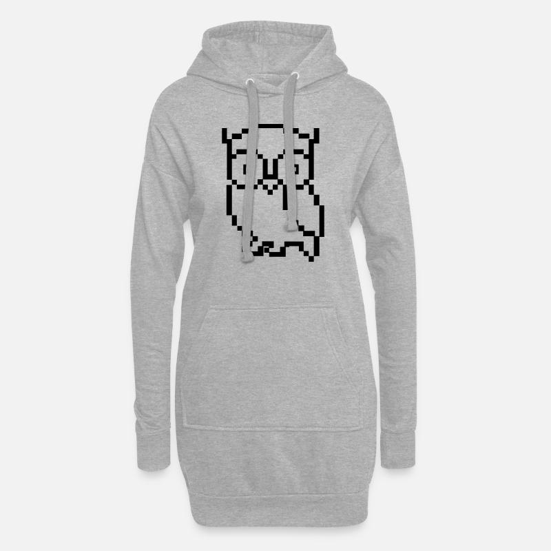 eule pixel - Hoodie-Kleid - Grau meliert