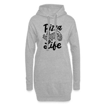 La pizza, c’est la vie - Sweat-shirt à capuche long Femme - gris chiné - Devant